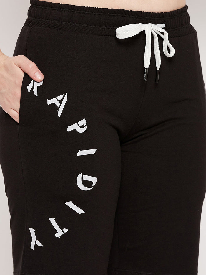 mSECRET Black Typography Cotton Shorts
