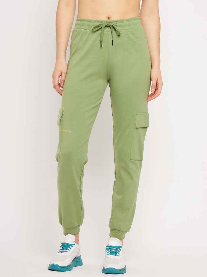 mSECRET Green Elasticated Ankle Typography Trackpants