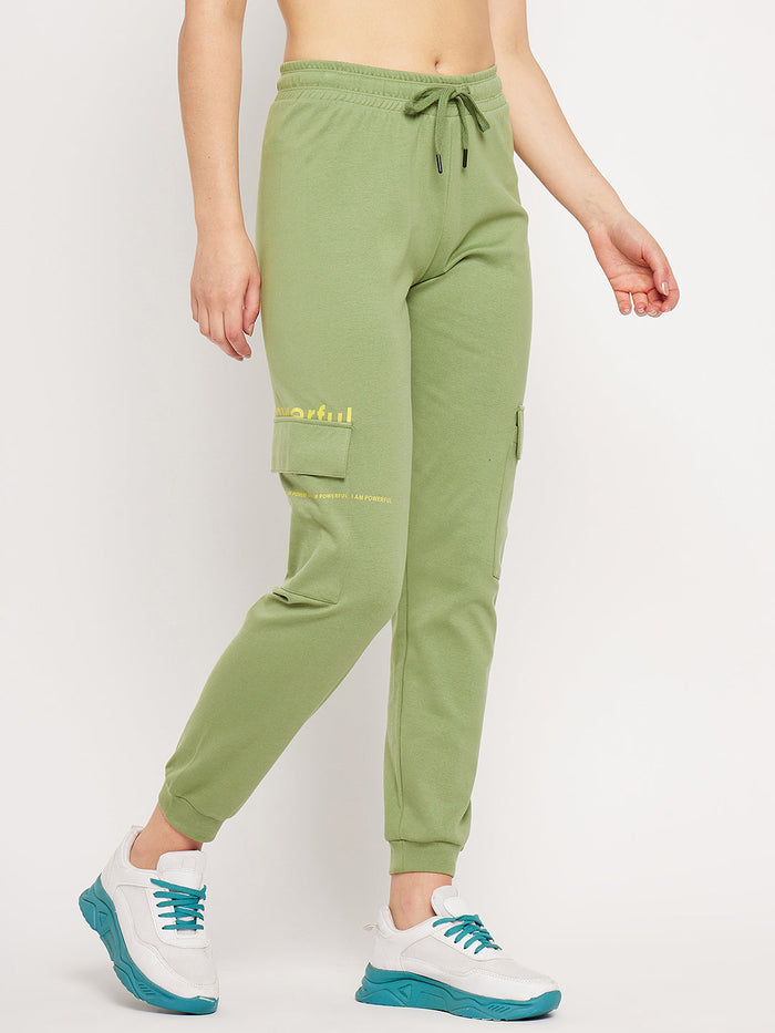 mSECRET Green Elasticated Ankle Typography Trackpants