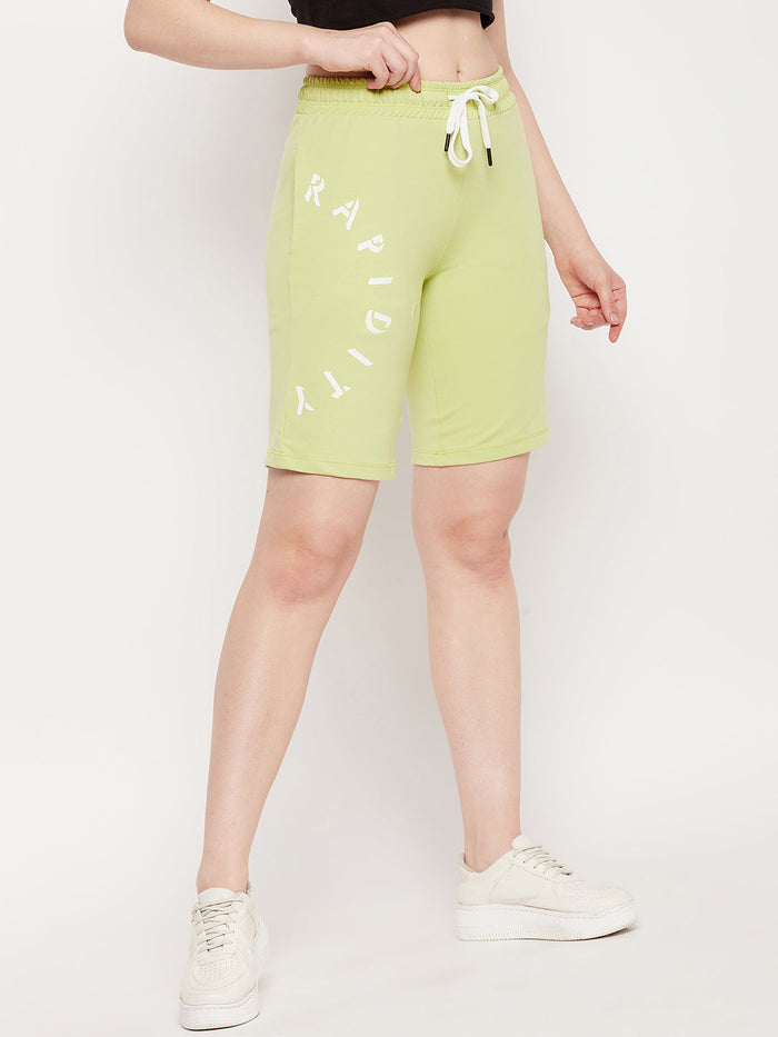 mSECRET Lime Typography Cotton Shorts