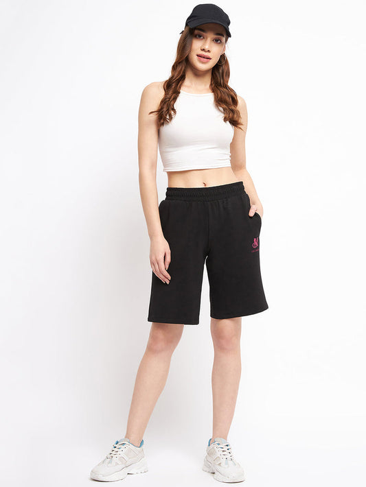 mSECRET Mid-Rise Solid Black Shorts