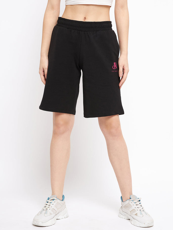mSECRET Mid-Rise Solid Black Shorts