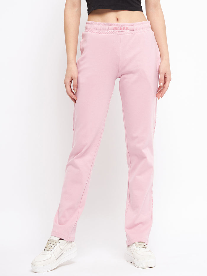 Msecret Solid Dusty Pink Track Bottom With Pockets