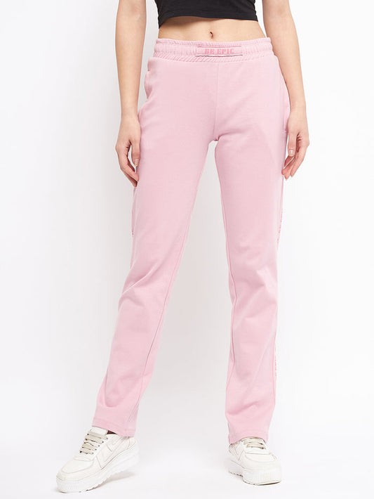 Msecret Solid Dusty Pink Track Bottom With Pockets
