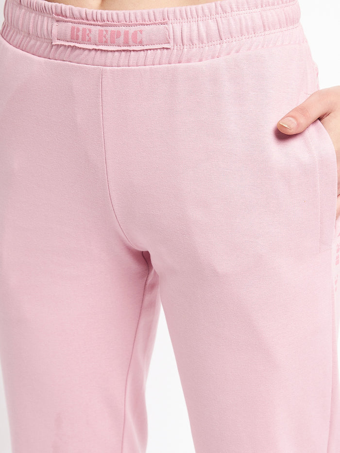 Msecret Solid Dusty Pink Track Bottom With Pockets