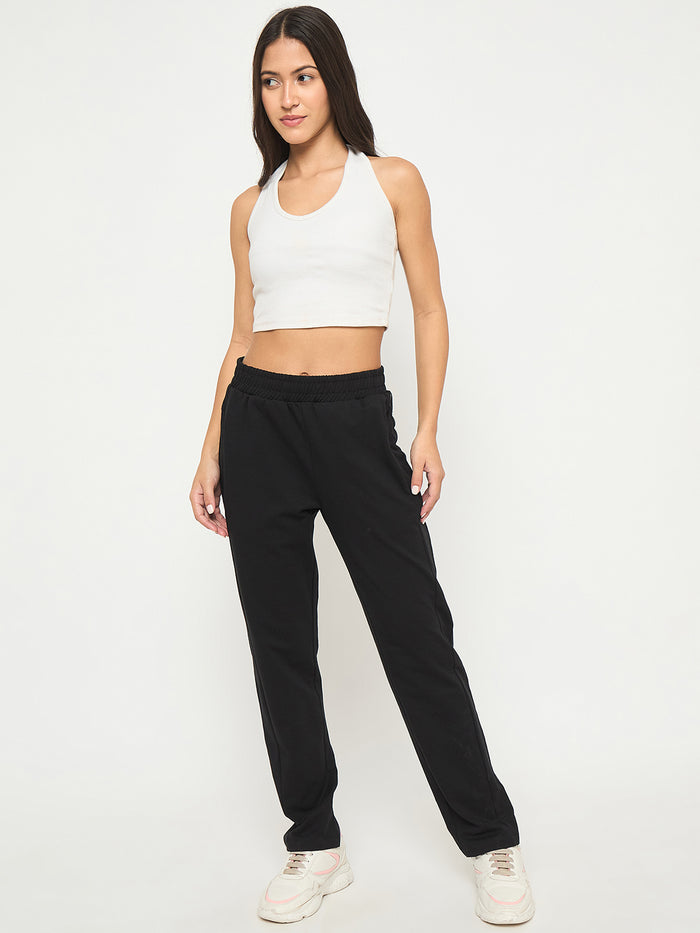mSECRET Stitch Detailing Elasticated Waist Black Track Bottoms