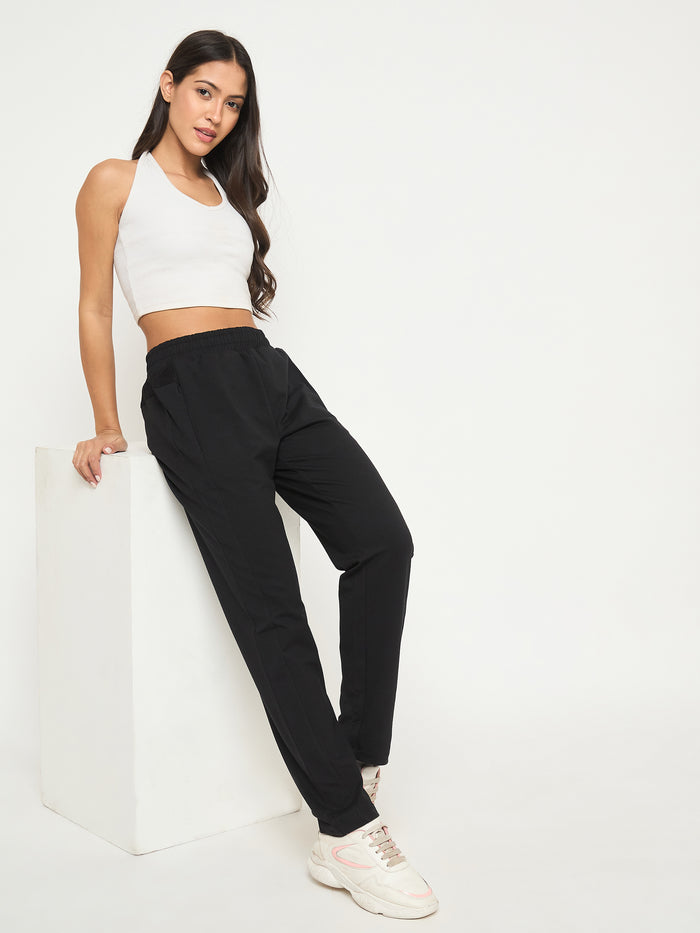mSECRET Stitch Detailing Elasticated Waist Black Track Bottoms