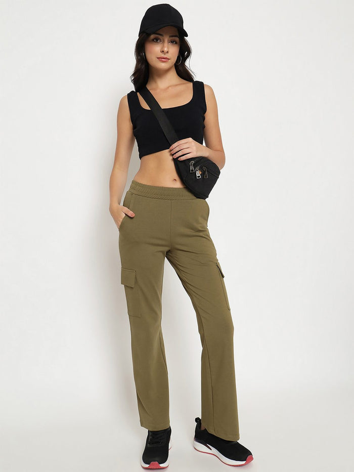 mSECRET Straight Olive Green Cargo Track Bottoms