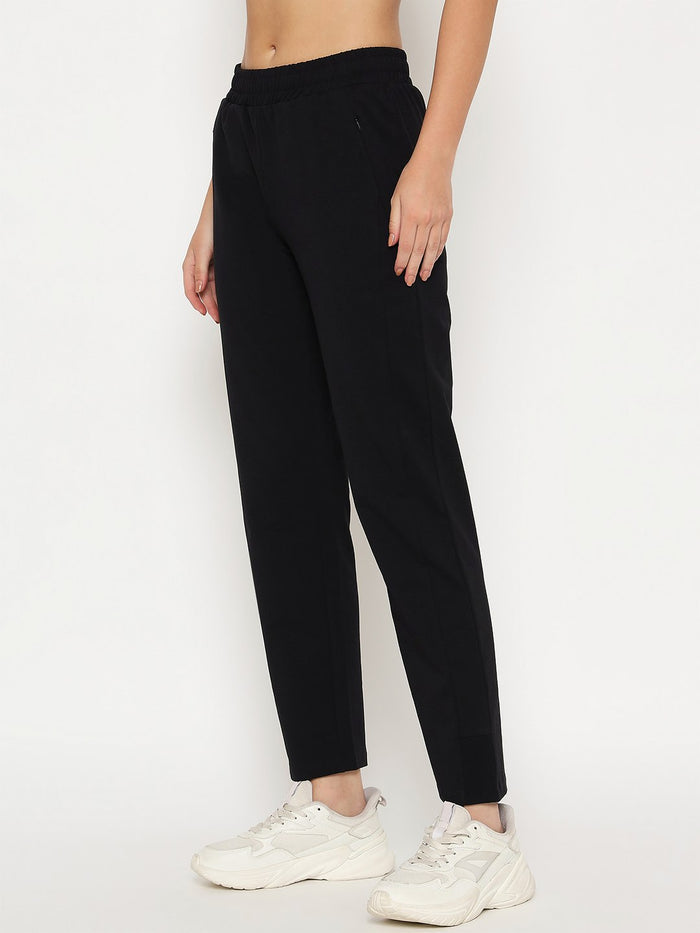 mSECRET Typography Adorned Cotton Blend Black Track Bottoms