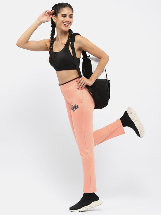 mSECRET Typography Peach Elasticated Waist Track Bottom