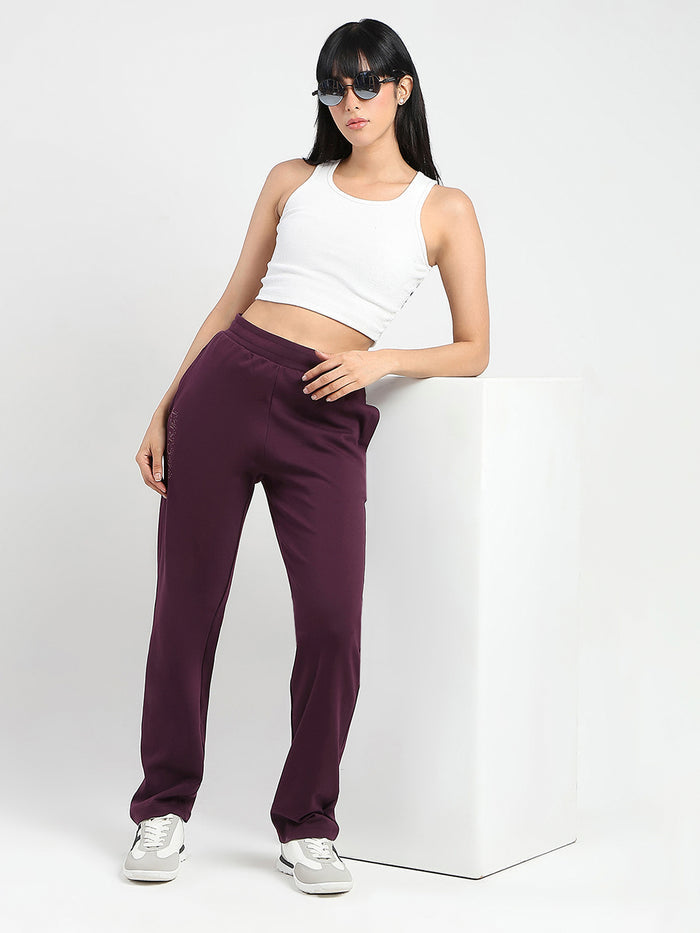 mSECRET Zip Pocket Dark Purple Cotton Blend Track Bottoms