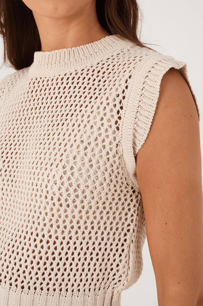 Off-White Crew Neck Sleeveless Pullover Tricot Blouse_4