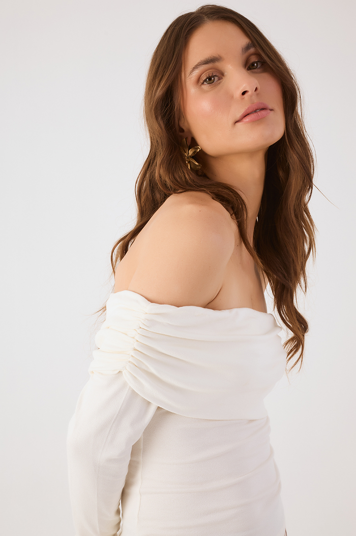 Off-White Long Sleeve Off-The-Shoulder Blouse_3