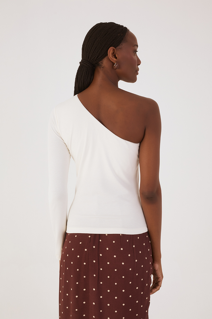 Off-White One-Shoulder Long Sleeve Crepe Blouse_5