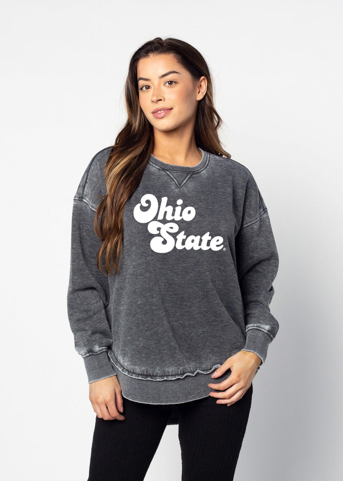 Ohio State Buckeyes Women's Charcoal Burnout Campus Pullover