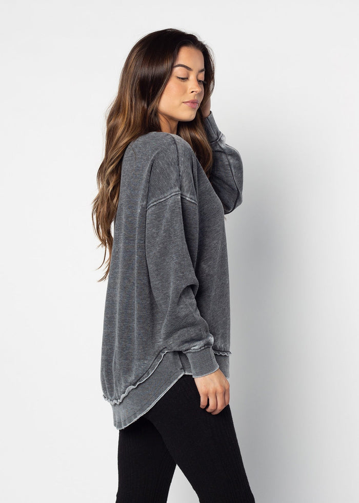 Ohio State Buckeyes Women's Charcoal Burnout Campus Pullover