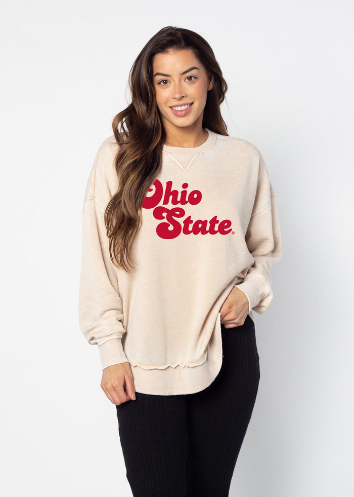 Ohio State Buckeyes Women's Oatmeal Burnout Campus Pullover