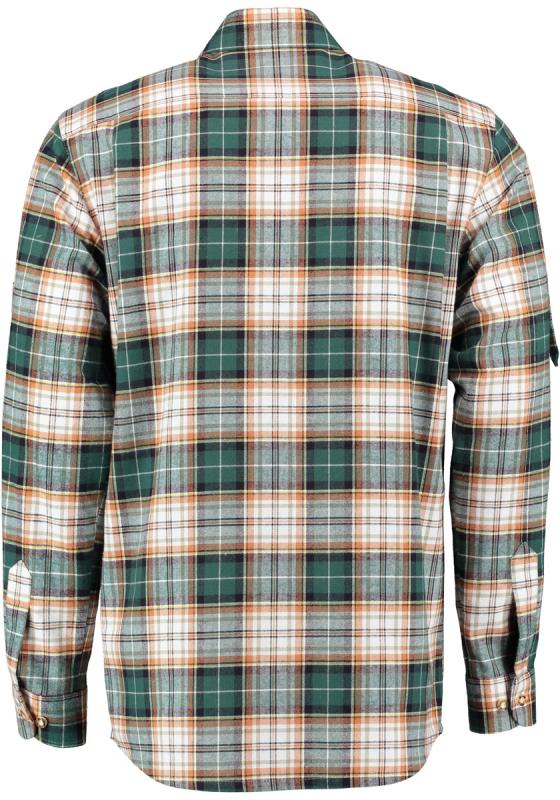OS Trachten Men's Flannel Shirt "Colt" — Shark Collar, Forest Check