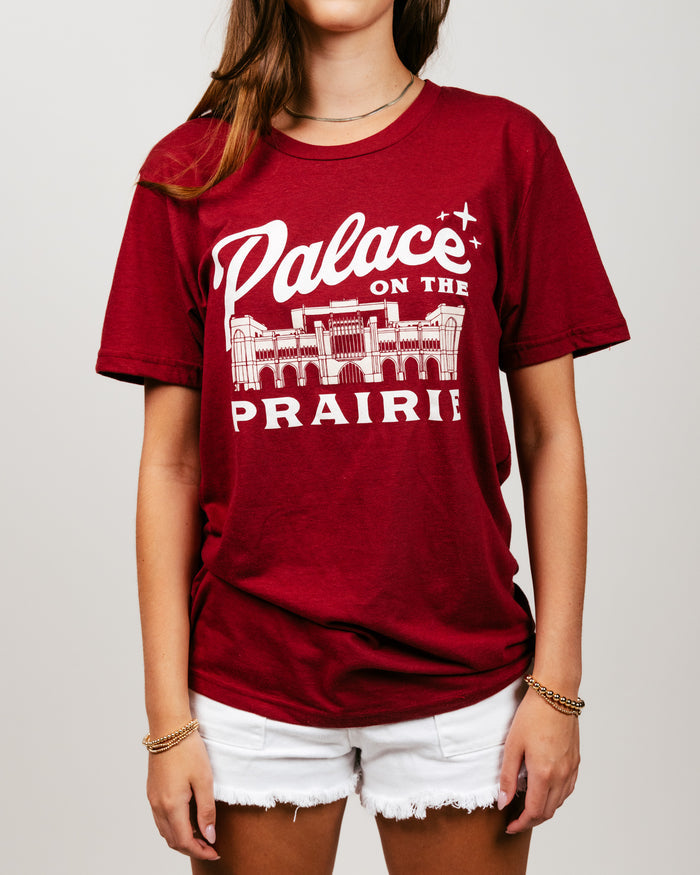 Cardinal Oklahoma Sooners Palace on the Prairie Vintage T-Shirt Front