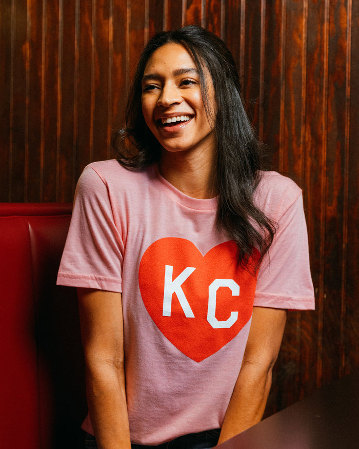 Pink & Red Unisex KC Heart Vintage T-Shirt
