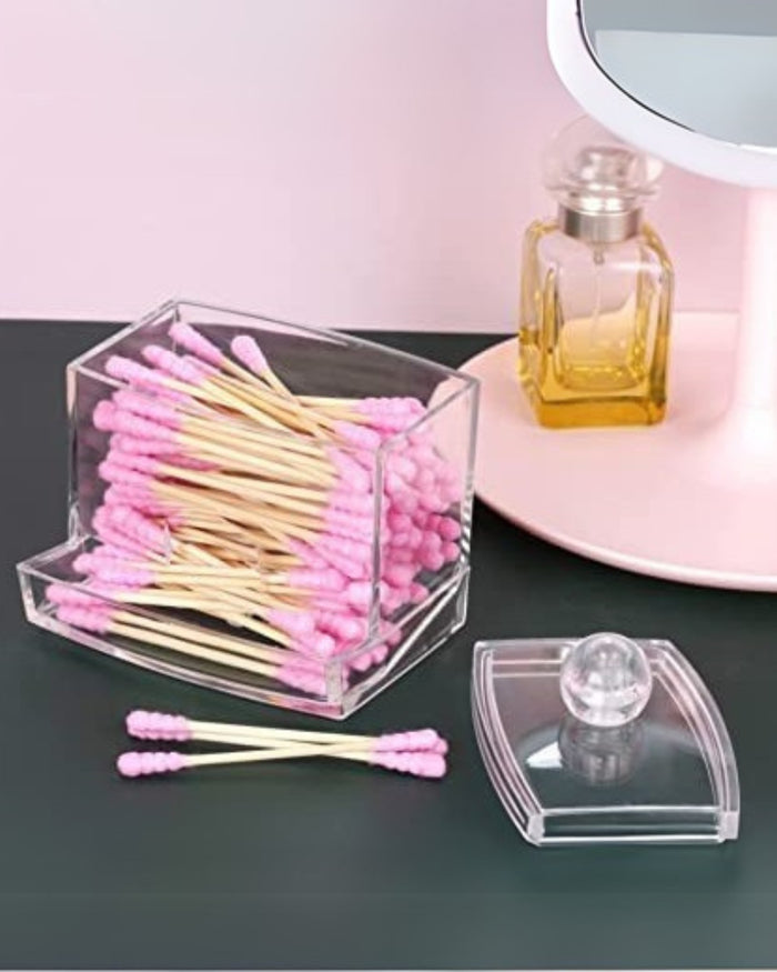 Clear 1-compartment acrylic swab and pad holder with flip lid