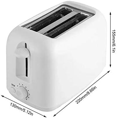 White 2-slice toaster front view with lever and dial controls