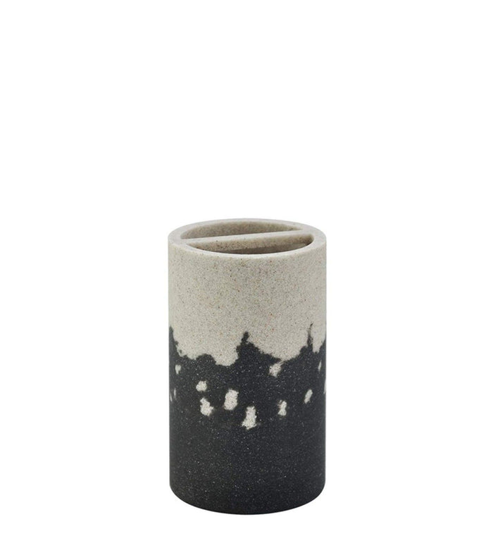 Toothbrush cup with starry sky pattern and speckled textured polyresin finish