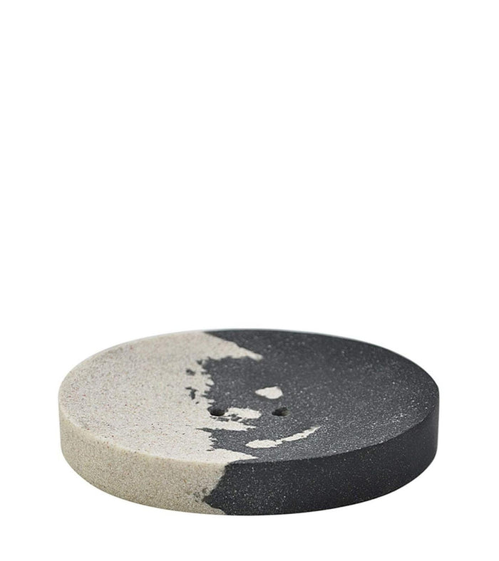 Round soap tray with starry sky pattern and speckled textured surface