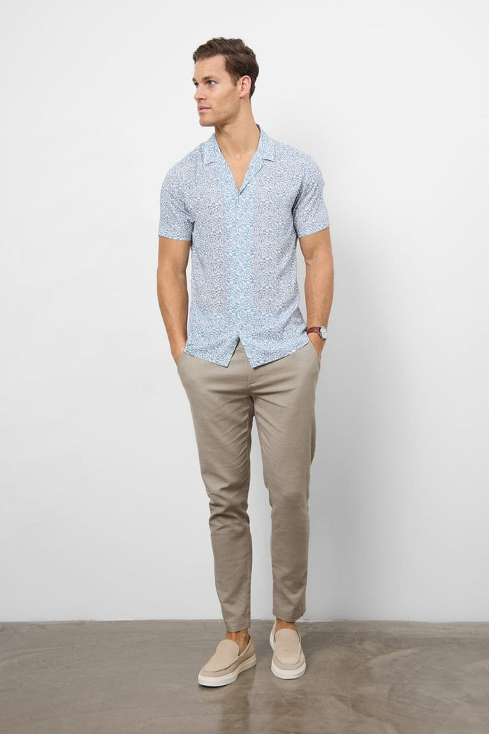 Printed Shirt in Blue Optical Geo - TAILORED ATHLETE - USA