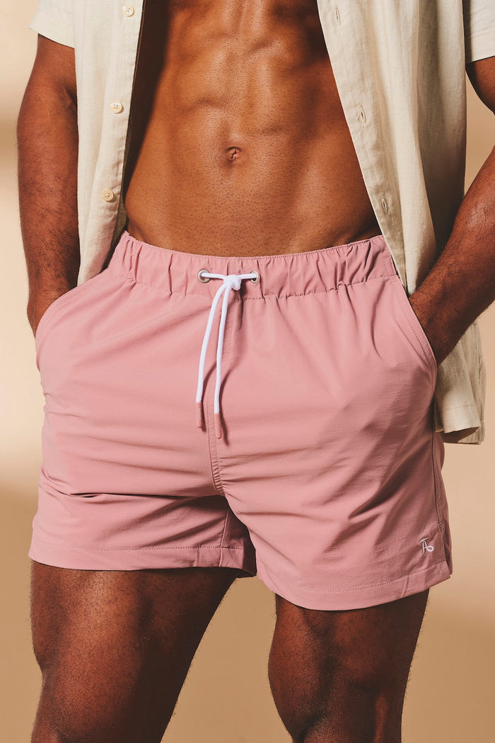 Quick Dry Plain Swim Shorts in Dusky Pink - TAILORED ATHLETE - USA