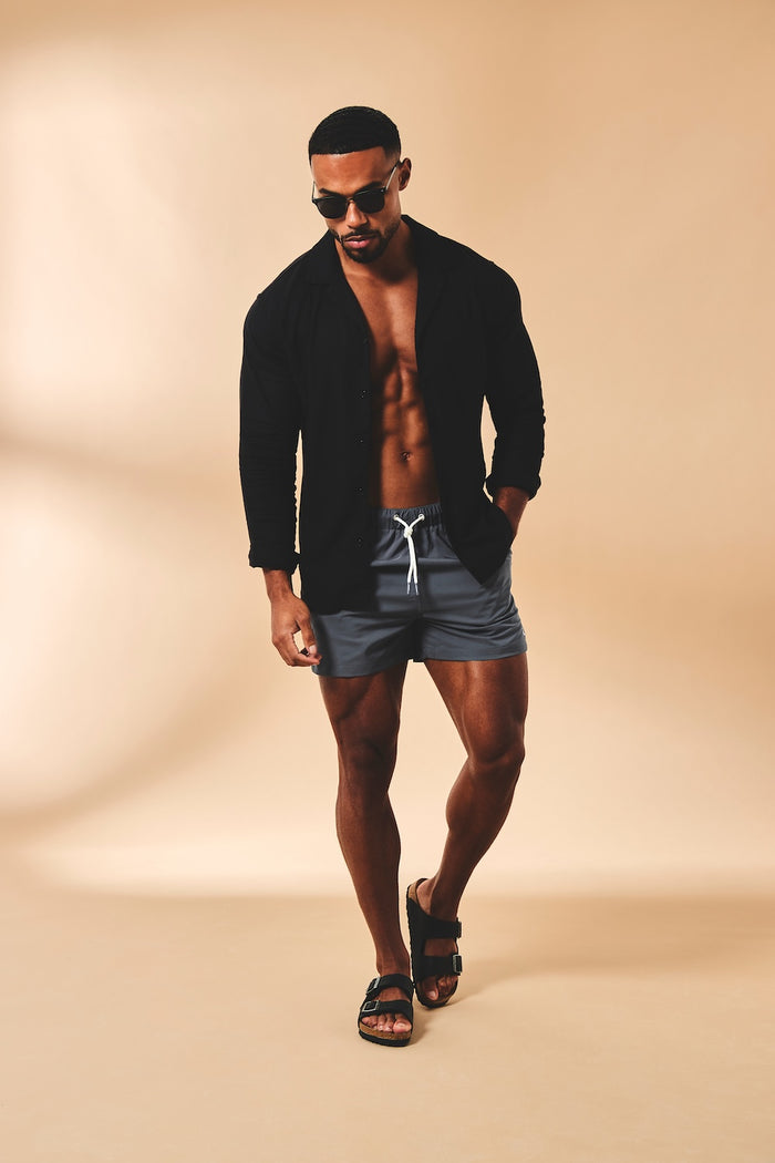 Quick Dry Plain Swim Shorts in Graphite - TAILORED ATHLETE - USA