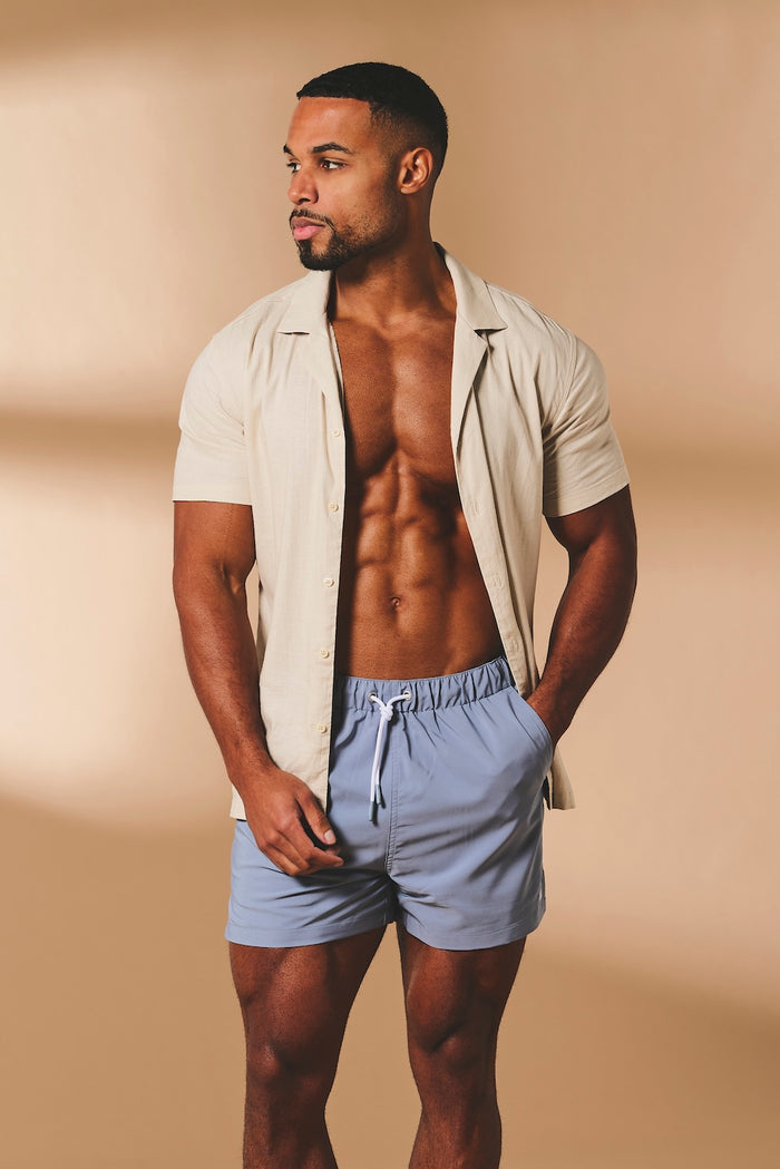 Quick Dry Plain Swim Shorts in Soft Blue - TAILORED ATHLETE - USA