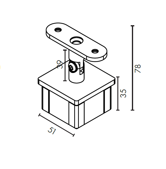 Rail support with saddles for 50mm square tube - Image 3