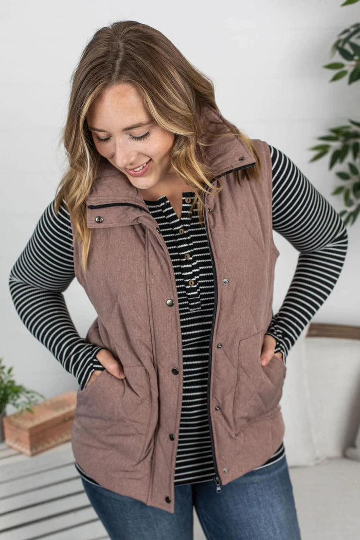 Remy Zip Up Vest - Chestnut by Michelle Mae
