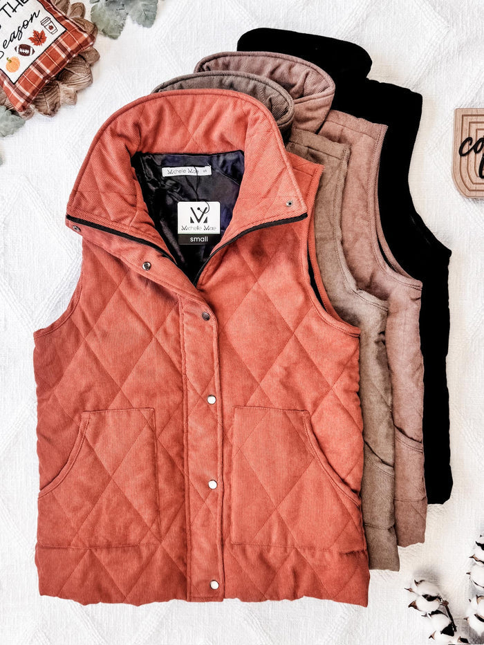 Remy Zip Up Vest - Chestnut by Michelle Mae