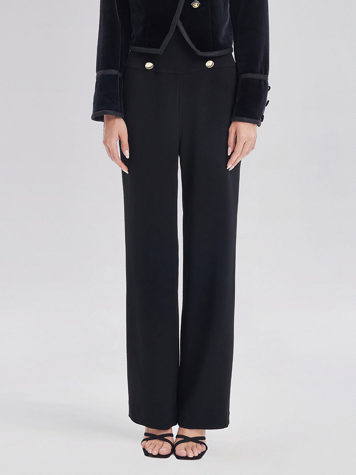 Retro Double-Breasted Straight Pants