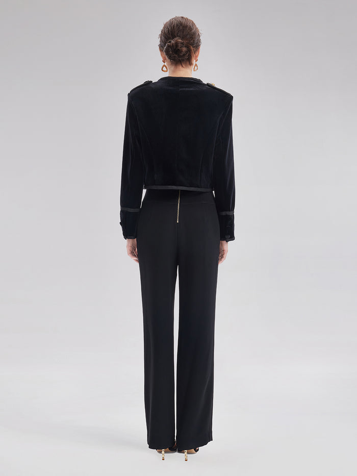 Retro Double-Breasted Straight Pants