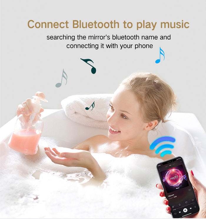 Round Bluetooth LED bathroom mirror with music and anti-fog