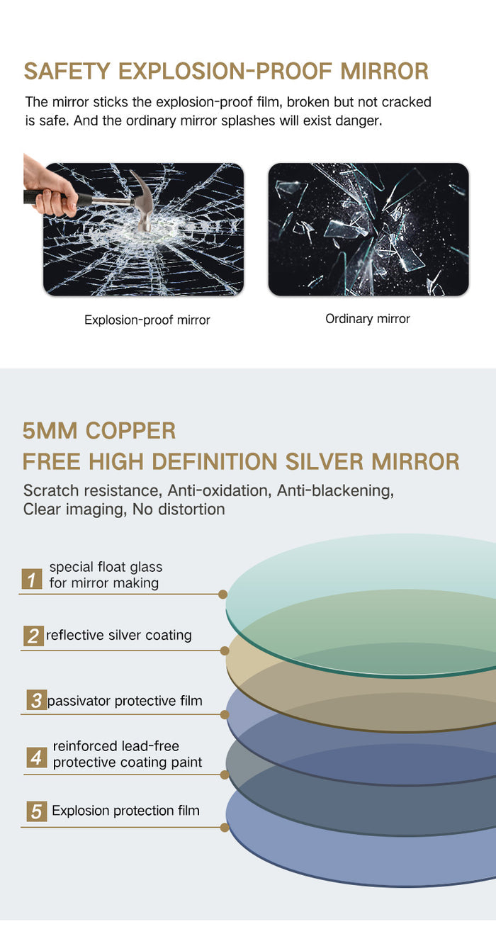 Round Bluetooth LED bathroom mirror with music and anti-fog
