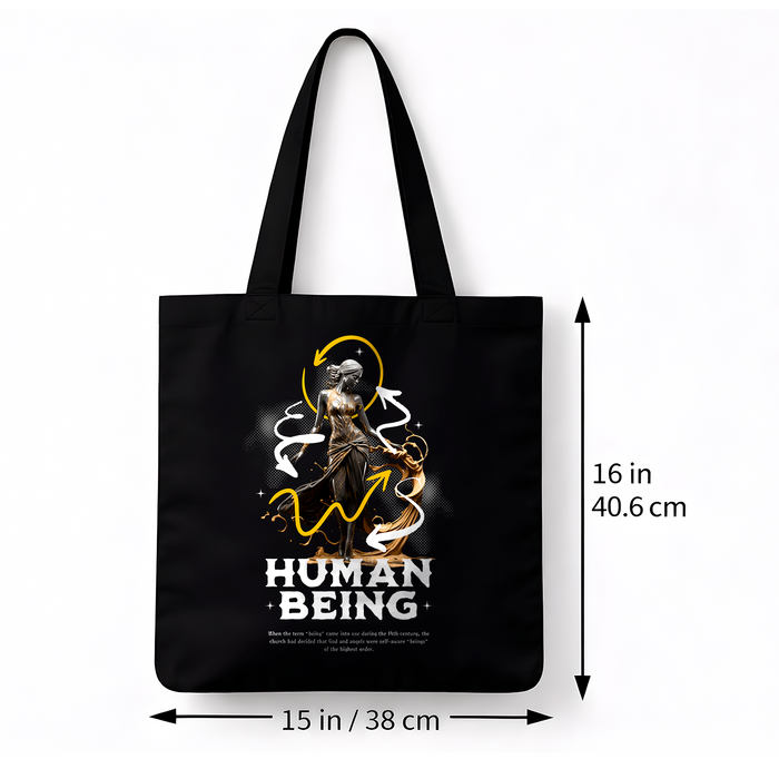 Tote bag noir Human Being – art doré coton épais