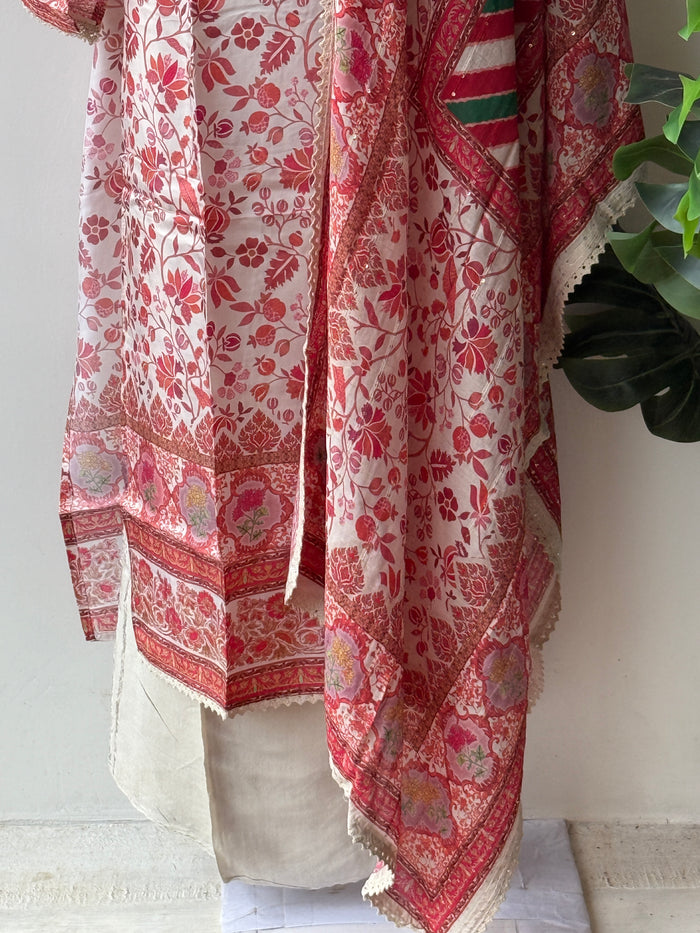 Semi stitched taby silk suit material
