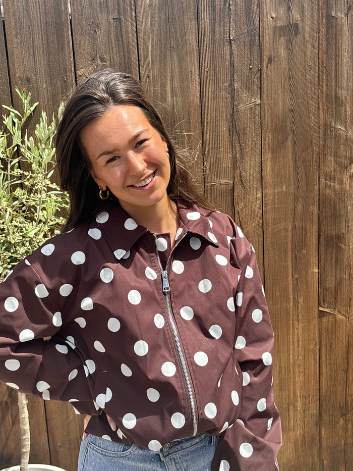 Senna Dames Jacket Polka Dots Bruin
