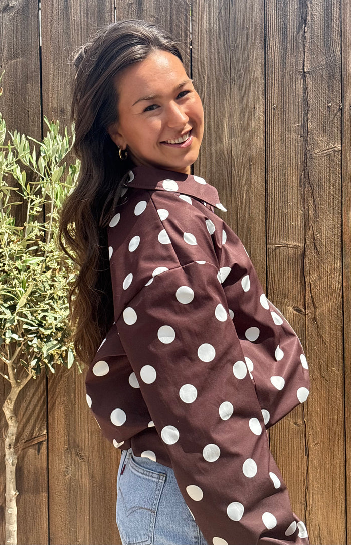 Senna Dames Jacket Polka Dots Bruin
