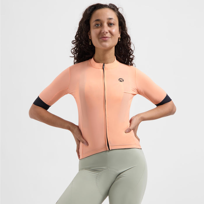Rogelli Signature fietsshirt dames twin korte mouw gedragen voorkant.