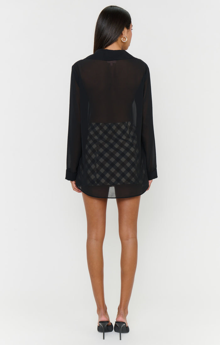 Smith Button Down ~ Black Chiffon