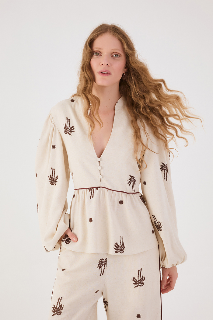 Sol Rio Embroidered Peplum Blouse_2