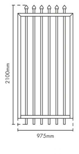 STEEL GATE, 2100mm X 975mm, black powder coated galvanized steel. - Image 1