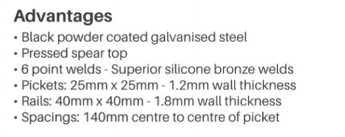 STEEL GATE, 2100mm X 975mm, black powder coated galvanized steel. - Image 2