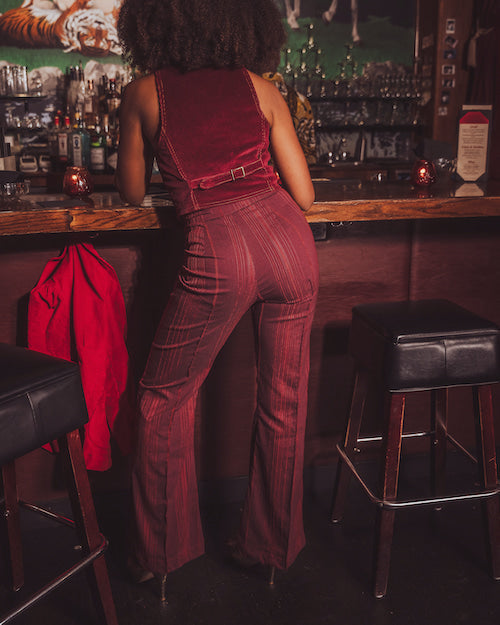 Merlot Pinstripe Bell Bottom Pants- Soul Sister since 1969
