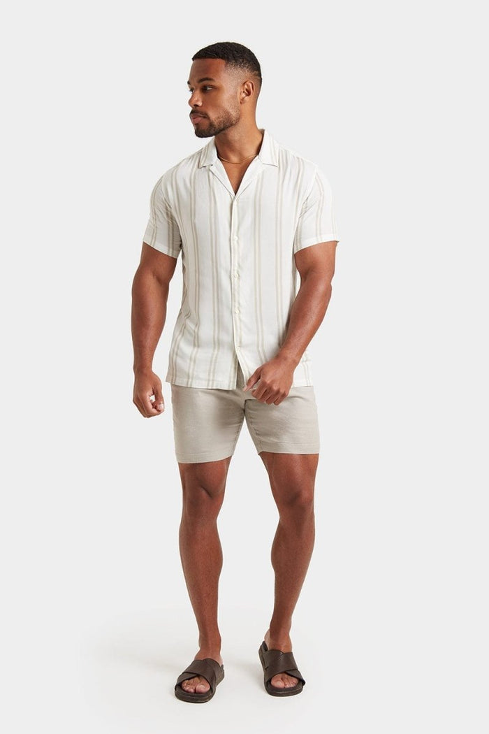 Linen-blend Shorts in Stone - TAILORED ATHLETE - USA